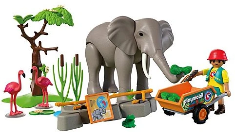 PLAYMOBIL - Dramblys su zoologijos sodo prižiūrėtoju (72068)