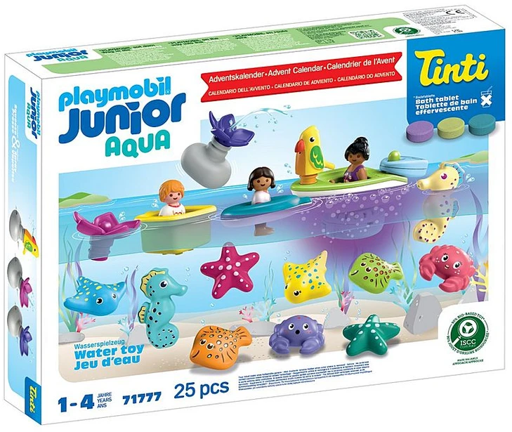 PLAYMOBIL - JUNIOR ir Tinti: Spalvingas maudymosi laikas Kalėdų atgalinis skaičiavimas (71777)