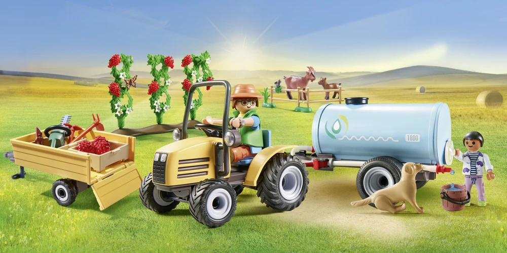 Playmobil Country 71442 Traktorius su priekaba ir vandens baku