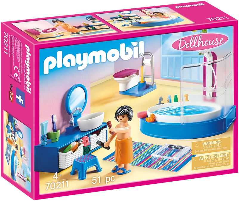 Playmobil Dollhouse 70211 Vonios kambarys su stumdoma vonia