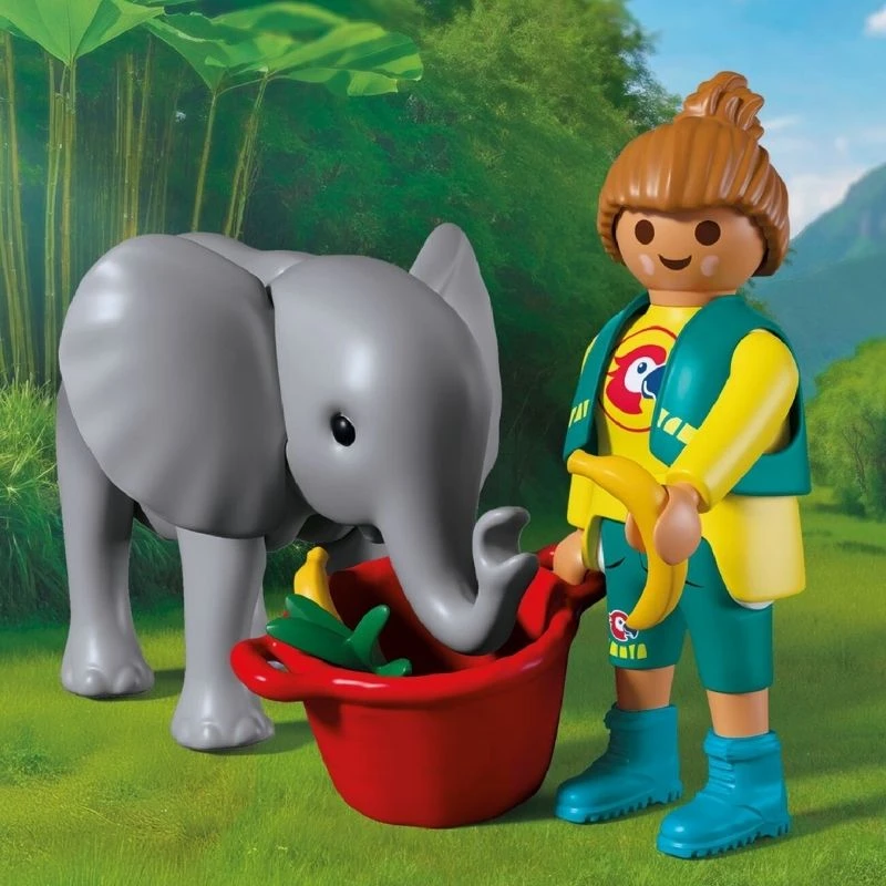 PLAYMOBIL - Zoologijos sodas: Drambliuko jauniklis ir zoologijos sodo prižiūrėtojas (72092)