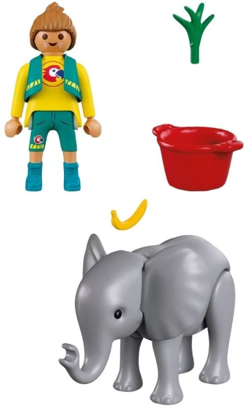 PLAYMOBIL - Zoologijos sodas: Drambliuko jauniklis ir zoologijos sodo prižiūrėtojas (72092)