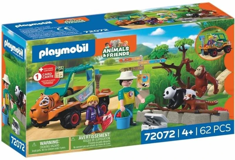 PLAYMOBIL - Zoologijos sodas: Zoologijos sodo prižiūrėtojas su transporto priemone (72072)