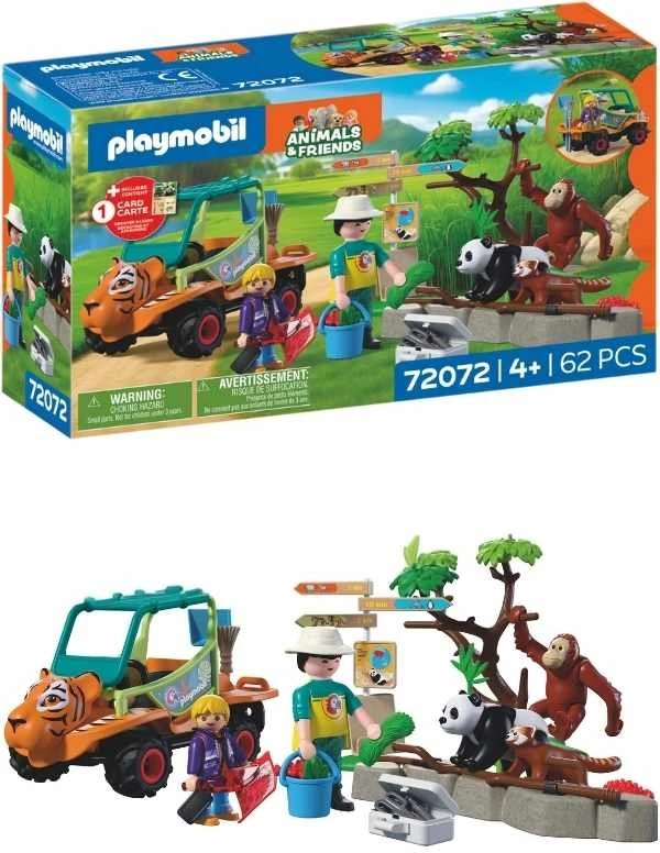 PLAYMOBIL - Zoologijos sodas: Zoologijos sodo prižiūrėtojas su transporto priemone (72072)