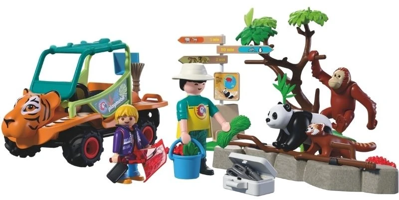 PLAYMOBIL - Zoologijos sodas: Zoologijos sodo prižiūrėtojas su transporto priemone (72072)