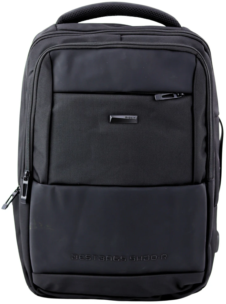 Lean Juodas miesto verslo kuprinė su USB ir krūtinės dirželiu, 26L