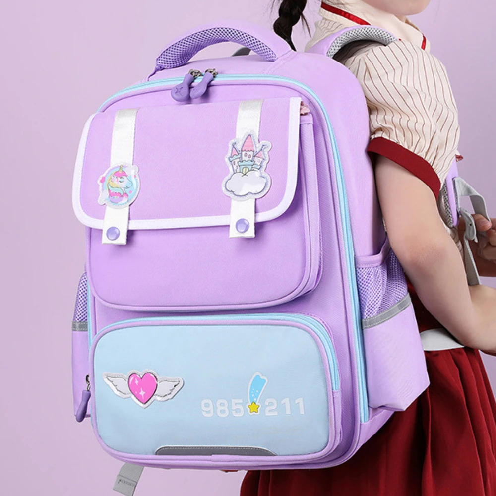 Lean Mokyklinė kuprinė su pleistrais violetinė 16L