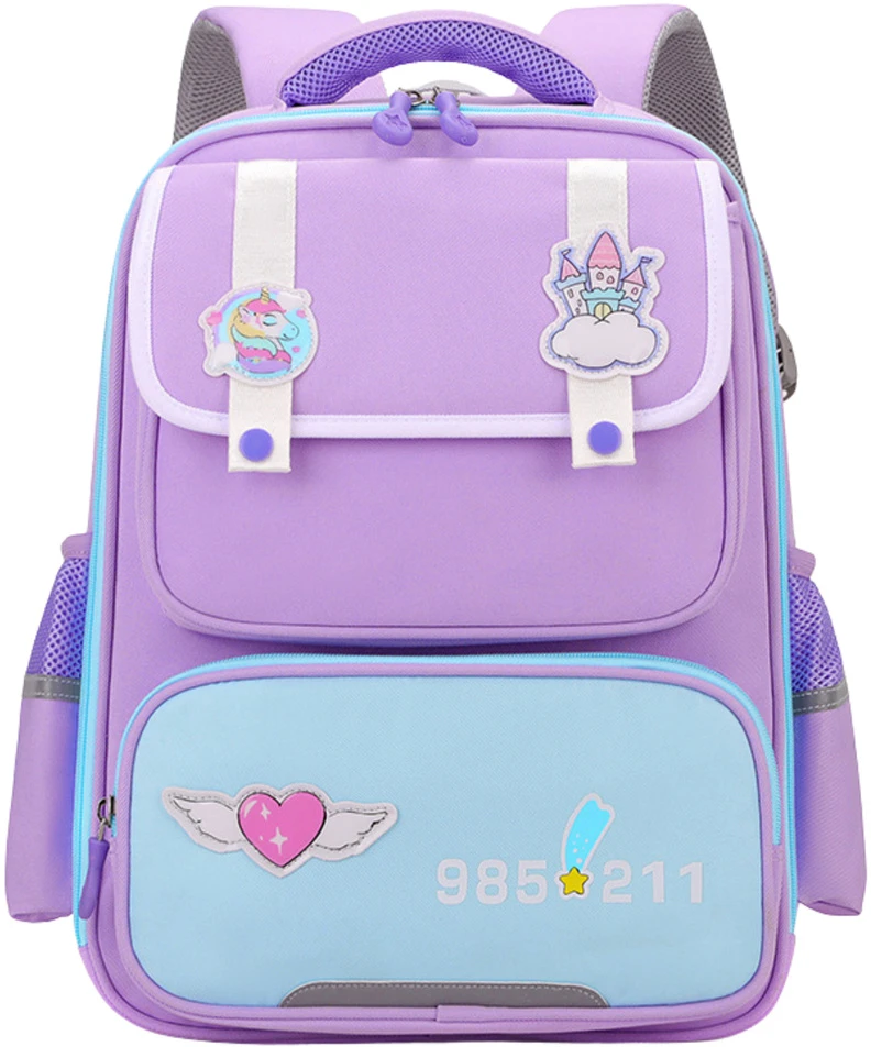 Lean Mokyklinė kuprinė su pleistrais violetinė 16L