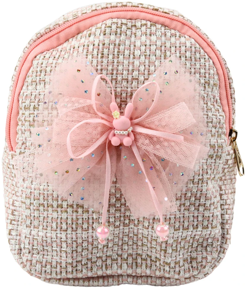 Lean Vaikiška kuprinė su kaspinu ir zuikiu 21 cm, 2 l, pastelinė rožinė