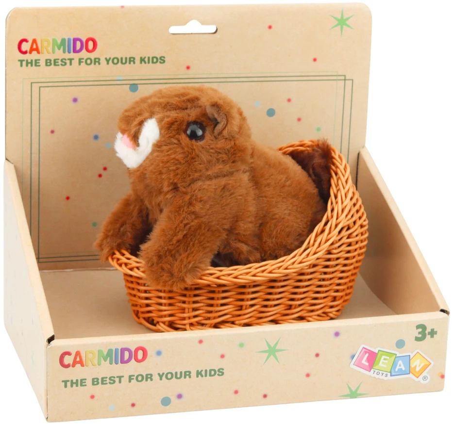 Lean Toys Voverė krepšelyje ruda