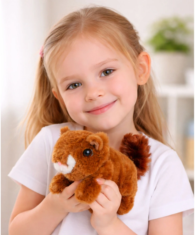 Lean Toys Voverė krepšelyje ruda
