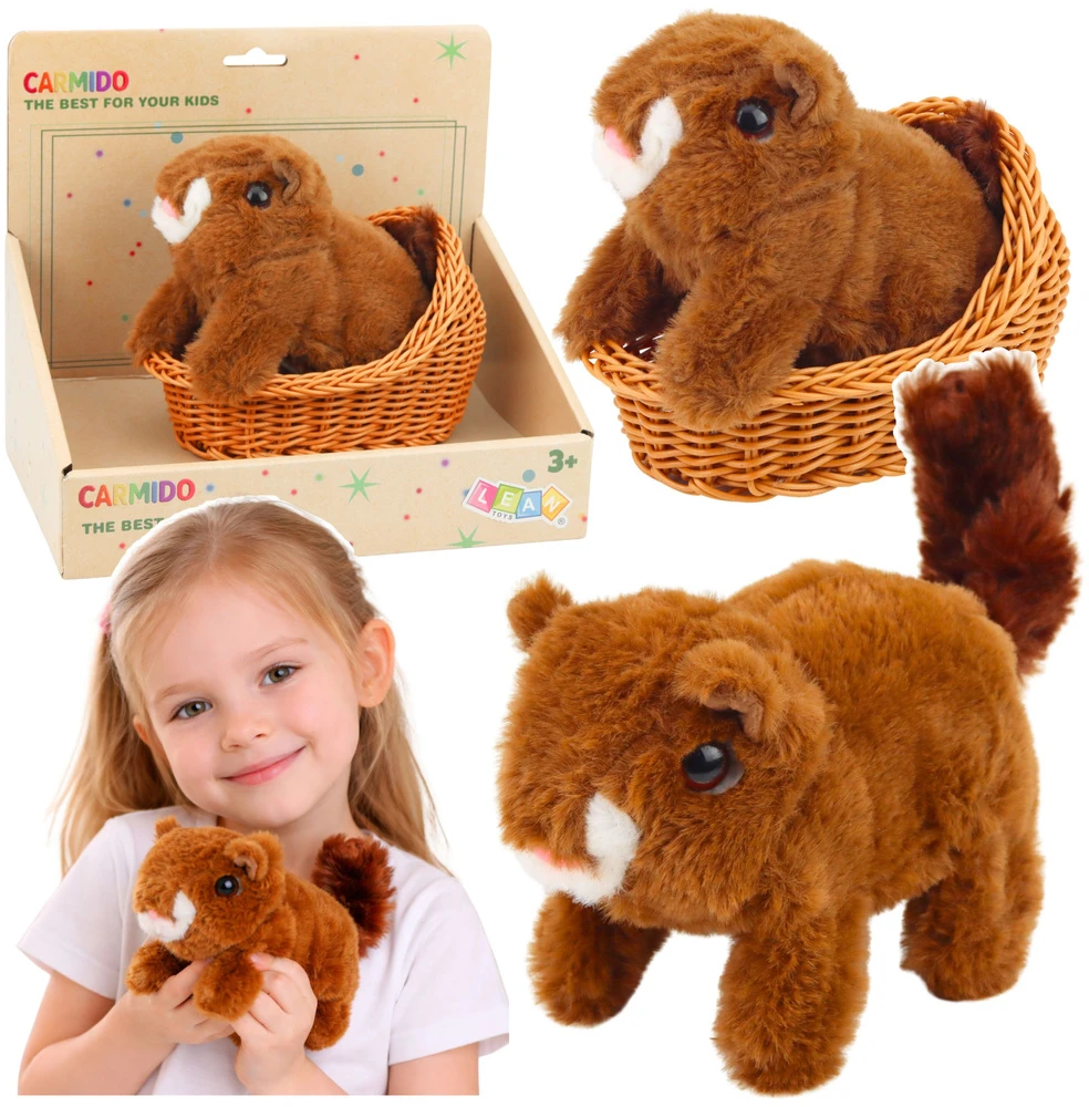 Lean Toys Voverė krepšelyje ruda