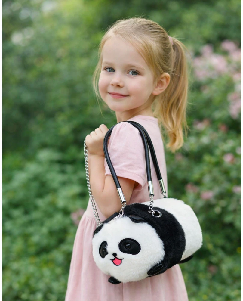 Lean Toys Pliušinė panda rankinė su metaline grandine, 20 cm