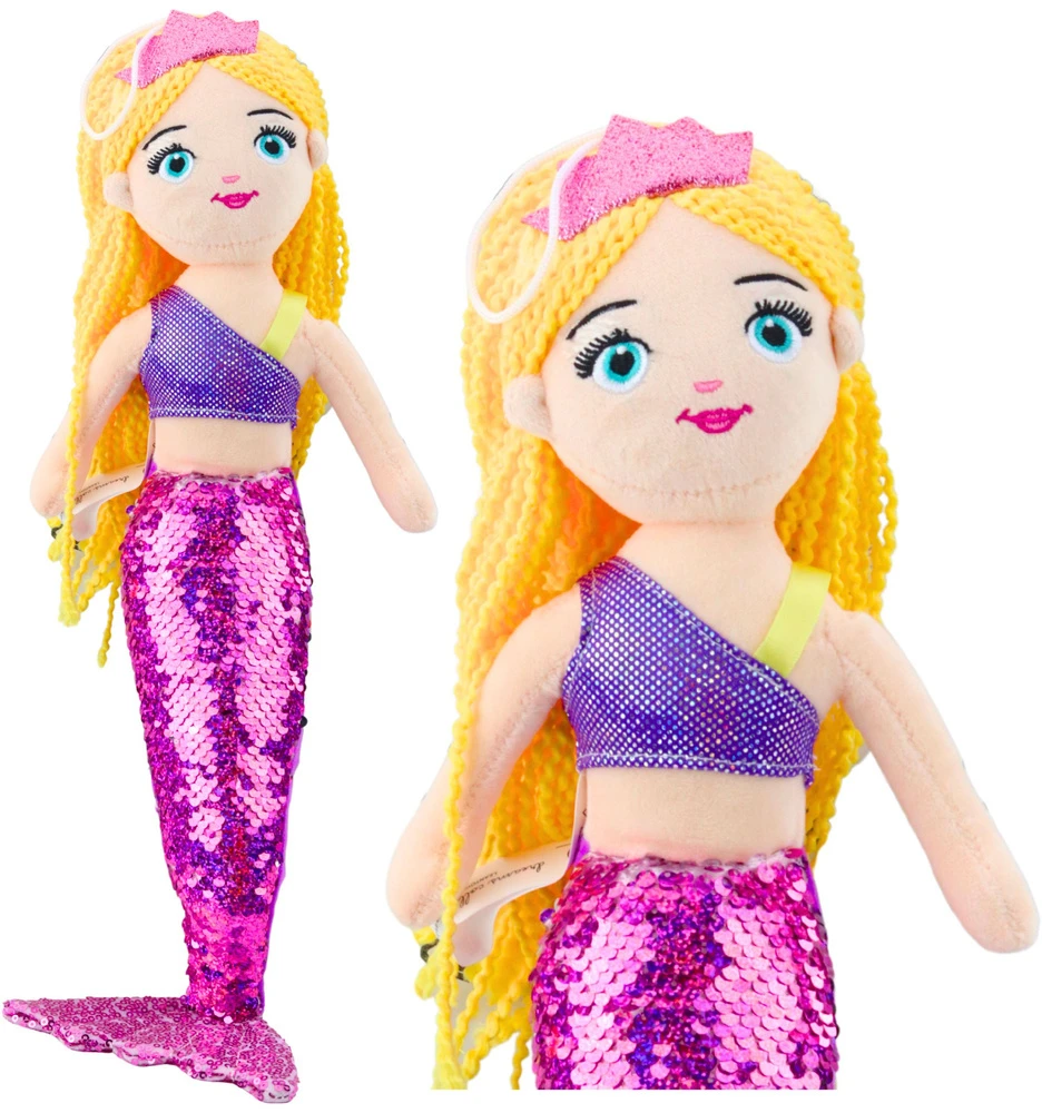 Lean Toys Pliušinis žaislas - undinėlė su blizgančia uodegėle, 48 cm aprašymas - Prekės nuotrauka