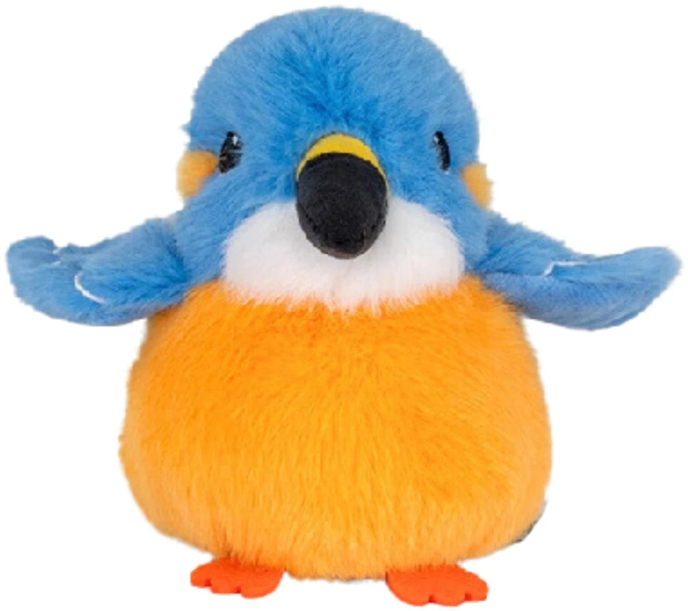 Lean Toys Pliušinis žaislas - mėlynos ir oranžinės spalvos paukštelis, 12 cm aprašymas - Prekės nuotrauka