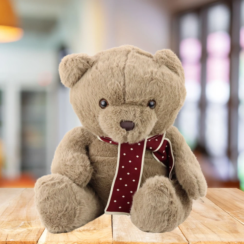 Lean Toys Pliušinis meškiukas su taškuotu šalikėliu, 45 cm
