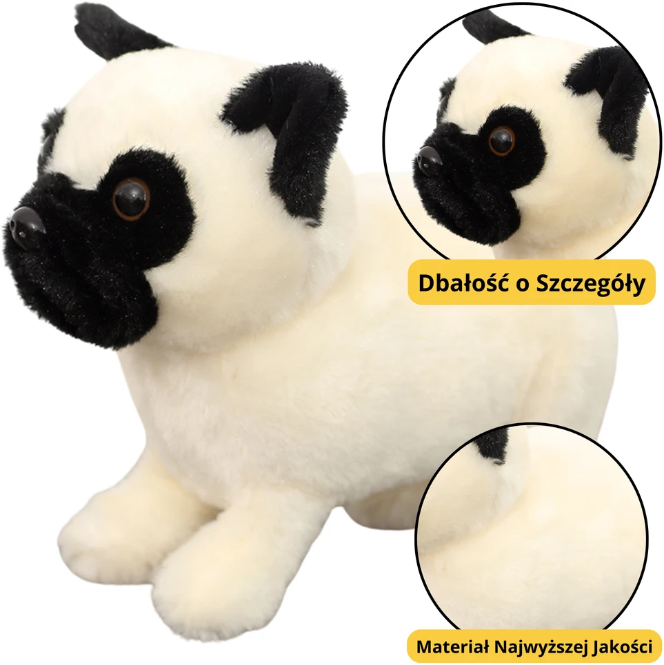 Lean Toys Pliušinis žaislas - mopsas, 19 cm