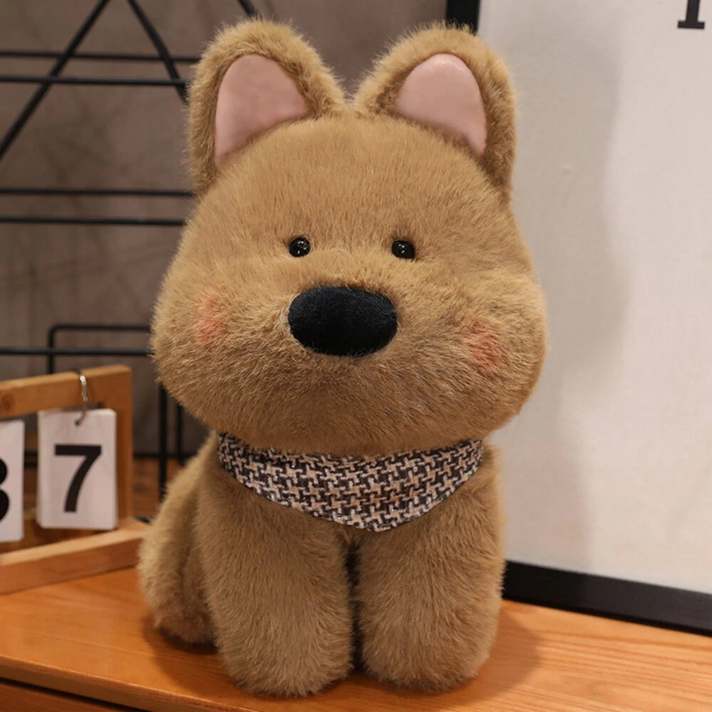 Lean Toys Švelnus pliušinis šuniukas su rudu šalikėliu, 25 cm