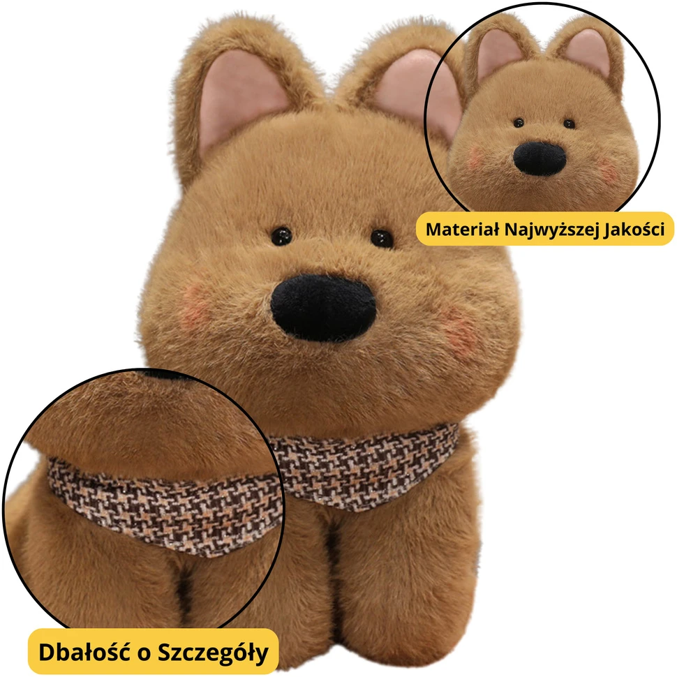 Lean Toys Švelnus pliušinis šuniukas su rudu šalikėliu, 25 cm