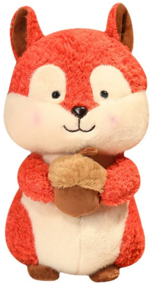 Lean Toys Pliušinis žaislas - voveriukas su riešutu, 25 cm aprašymas - Prekės nuotrauka