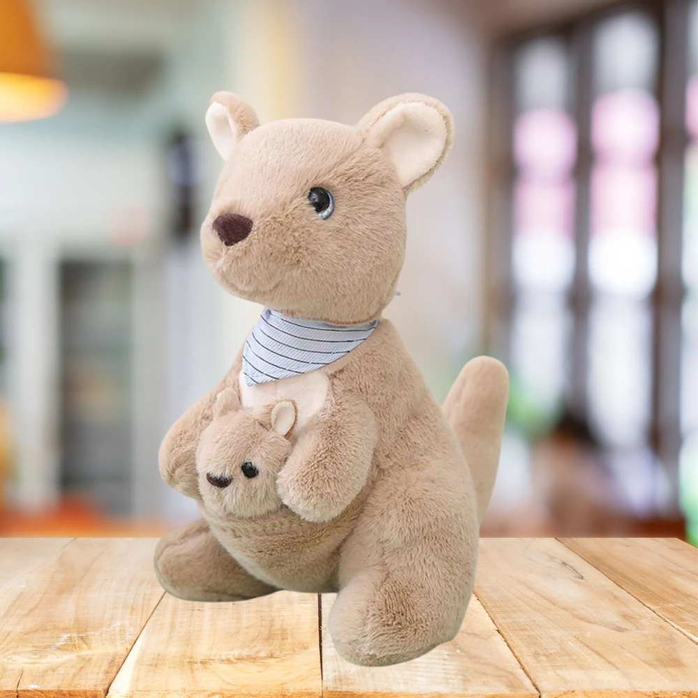 Lean Toys Pliušinis kengūros žaislas su mažyliu, 23 cm