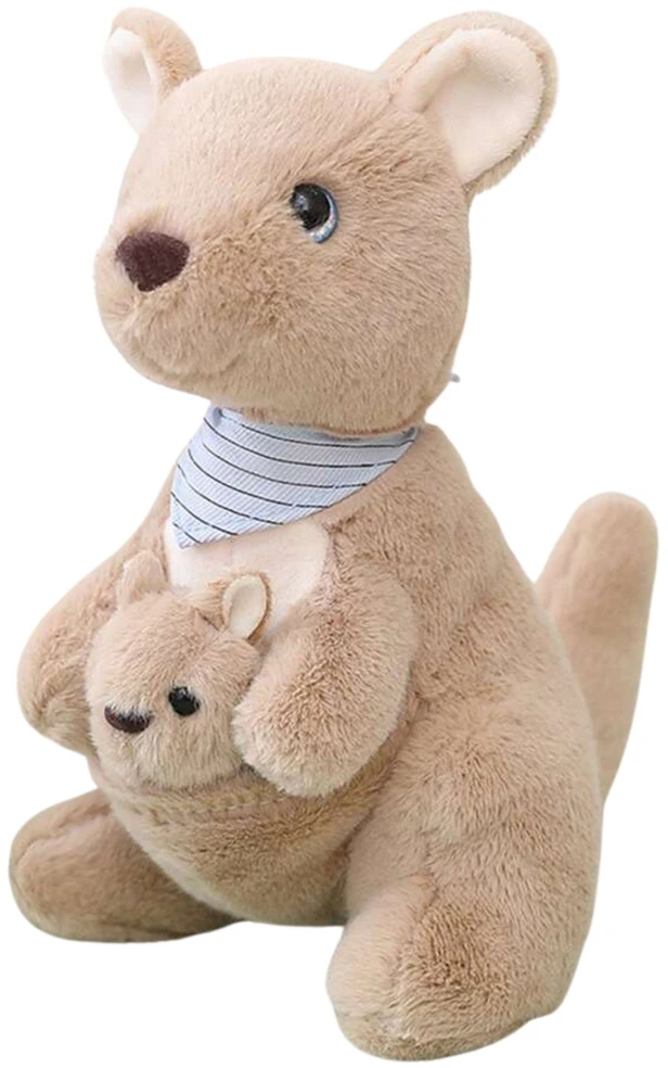 Lean Toys Pliušinis kengūros žaislas su mažyliu, 23 cm