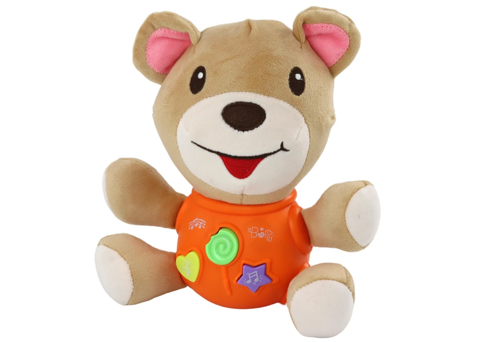 Interaktyvus pliušinis meškiukas Lean Toys su garsais ir melodijomis