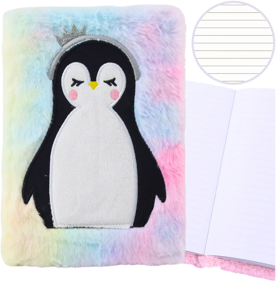 Lean Pliušinė užrašų knygelė su pingvinu, A5, 21x15 cm