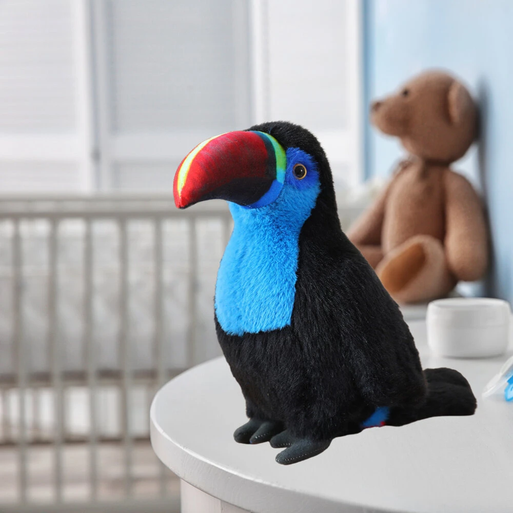 Lean Toys Pliušinis tukanas 20 cm, juodas su mėlynais akcentais