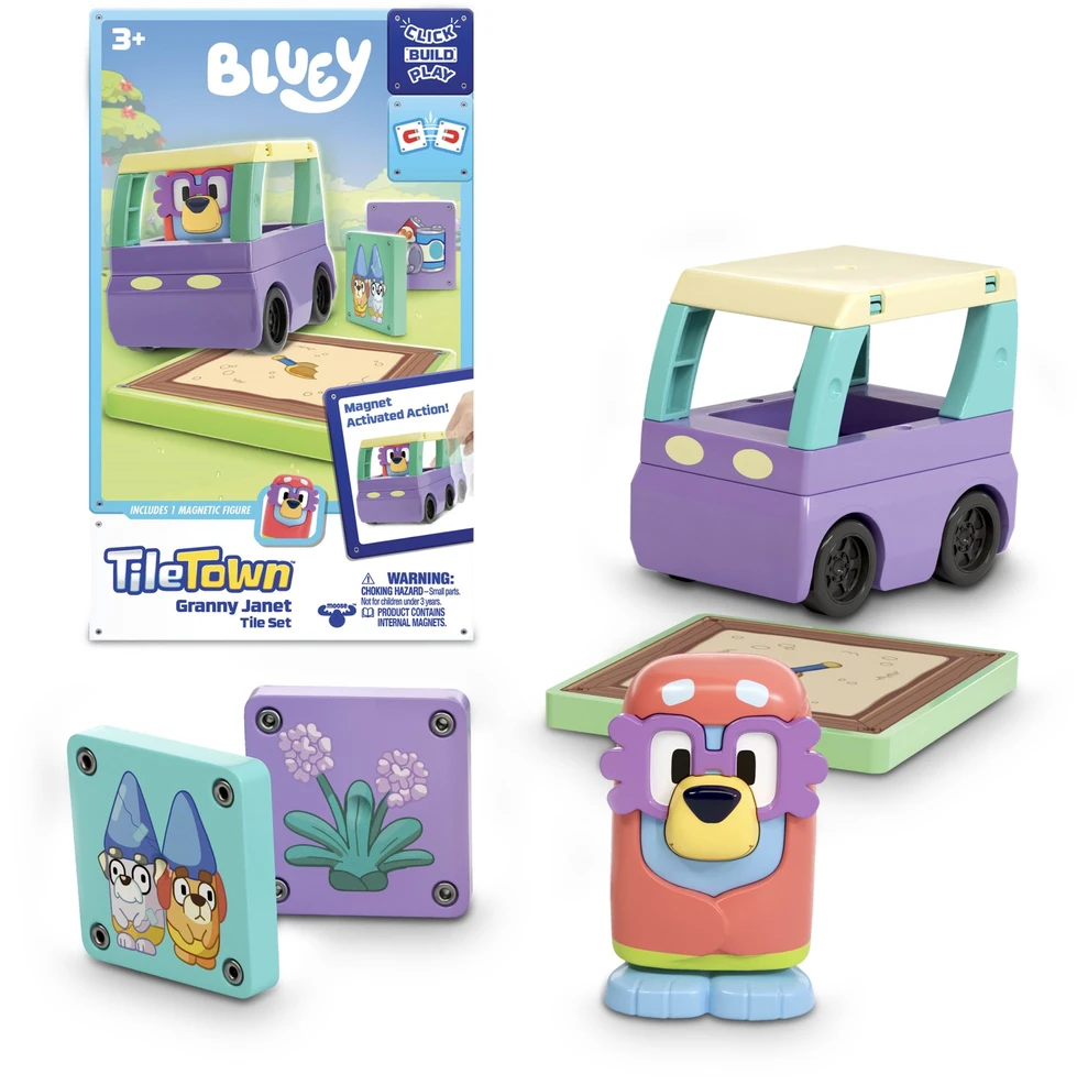 Plytelių miestas - Bluey Magnetiniai mini žaidimų rinkiniai – močiutės Janet plytelių rinkinys