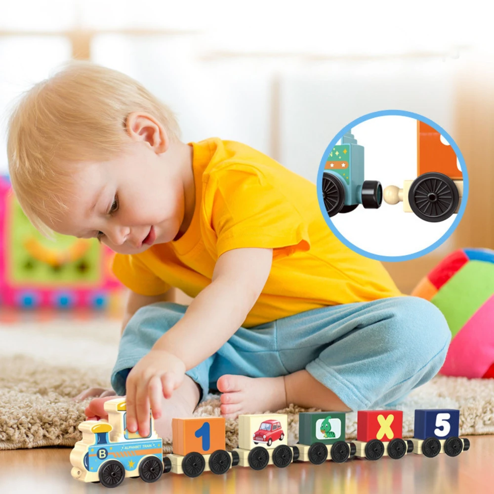 Lean Toys Edukacinis traukinys su raidėmis ir skaičiais, 16 vnt.