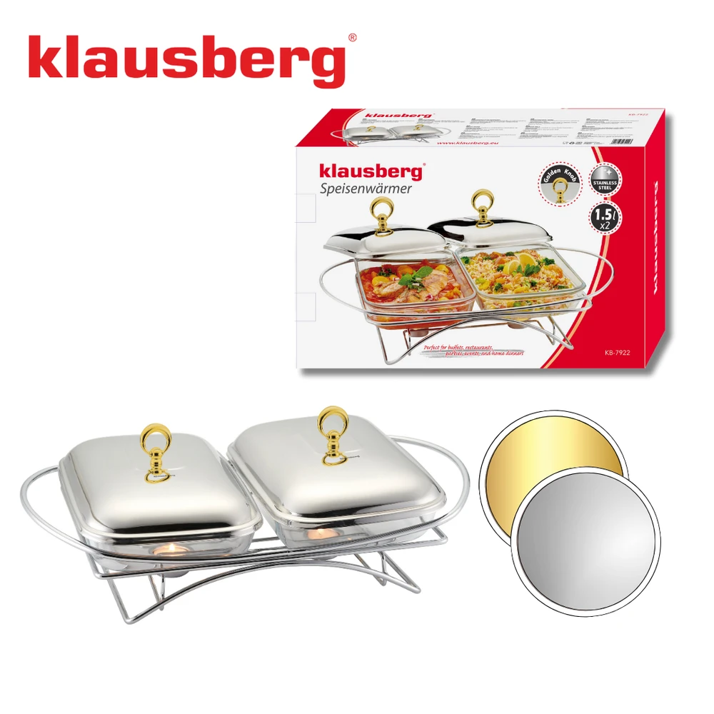 Podgrzewacz Maisto šildytuvas, stiklas + nerūdijantis plienas, 2 x 1,5 l, Klausberg, kb-7922