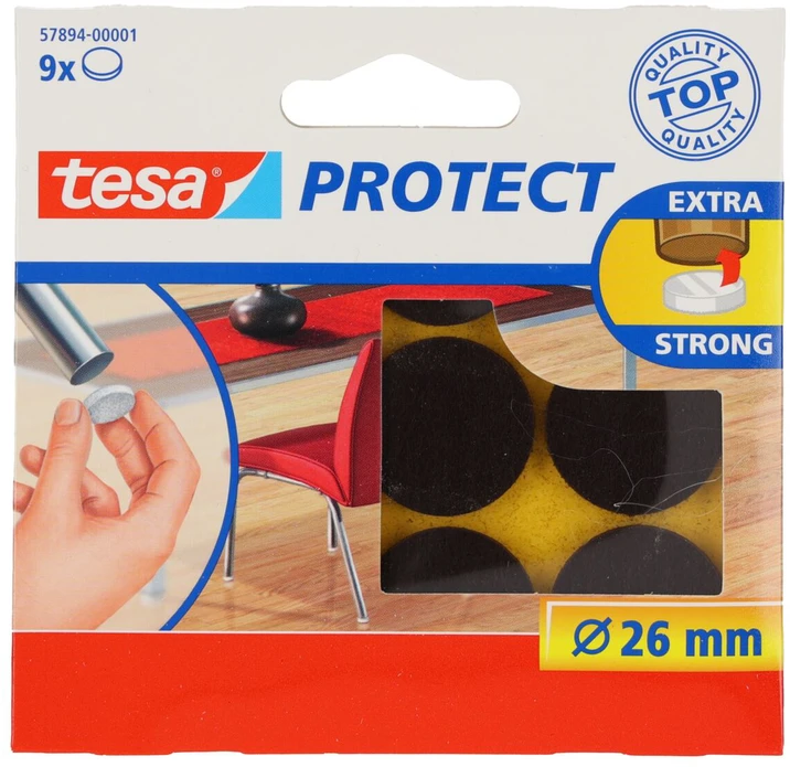 Tesa Podkładki Veltinio pagalvėlės, 26 mm skersmens, rudos, 9 vnt.