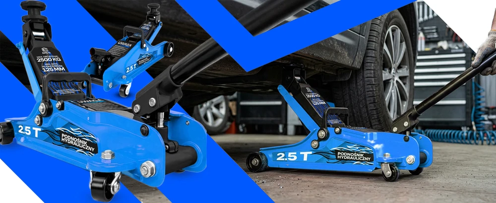 Podnośnik Hidraulinis dirbtuvių automobilio domkratas, varlės formos domkratas, 2,5 t, su dėklu, MR178
