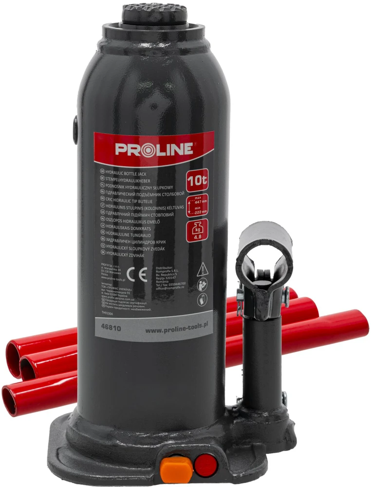 Podnośnik Hidraulinis stulpų keltuvas 10t 222-447mm (4.8kg) ce proline
