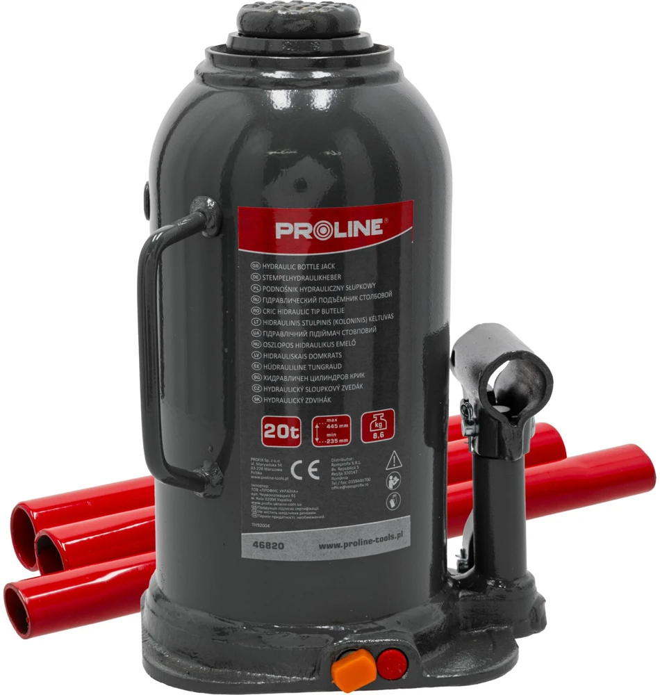 Podnośnik Hidraulinis stulpų keltuvas 20t 235-445mm (8.6kg) ce proline