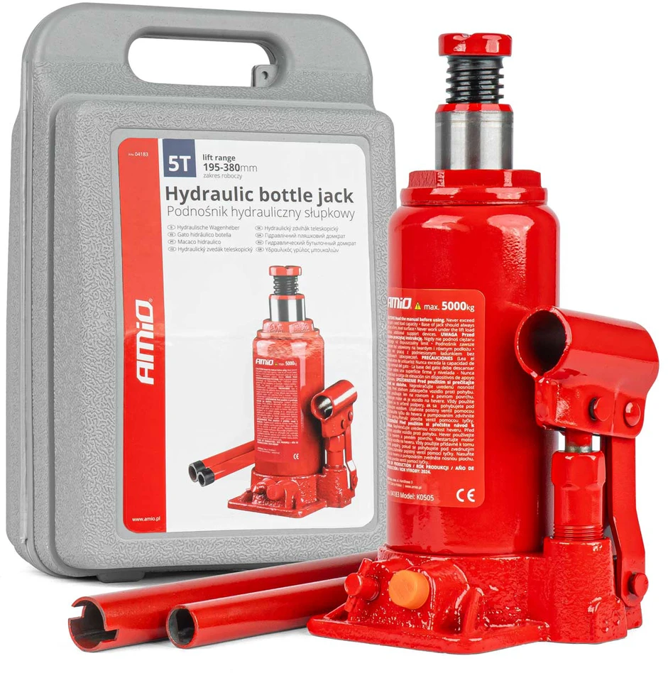 Hidraulinis stulpinis keltuvas 5 t, PVC dėžė AMIO-04183