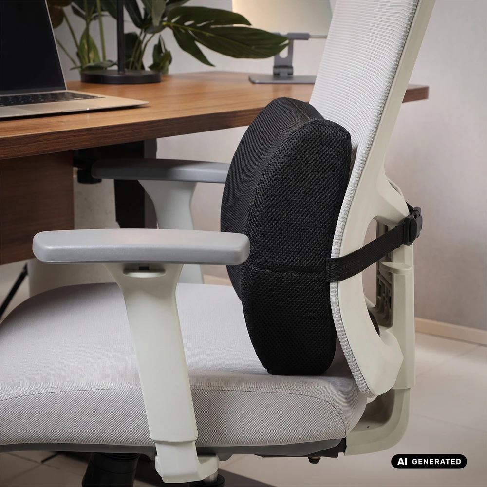 Poduszka lędźwiowa su pianki su pamięcią ksztaltu Promedix, 34*33*12cm, gęstośc gąbki:50D, PR-216