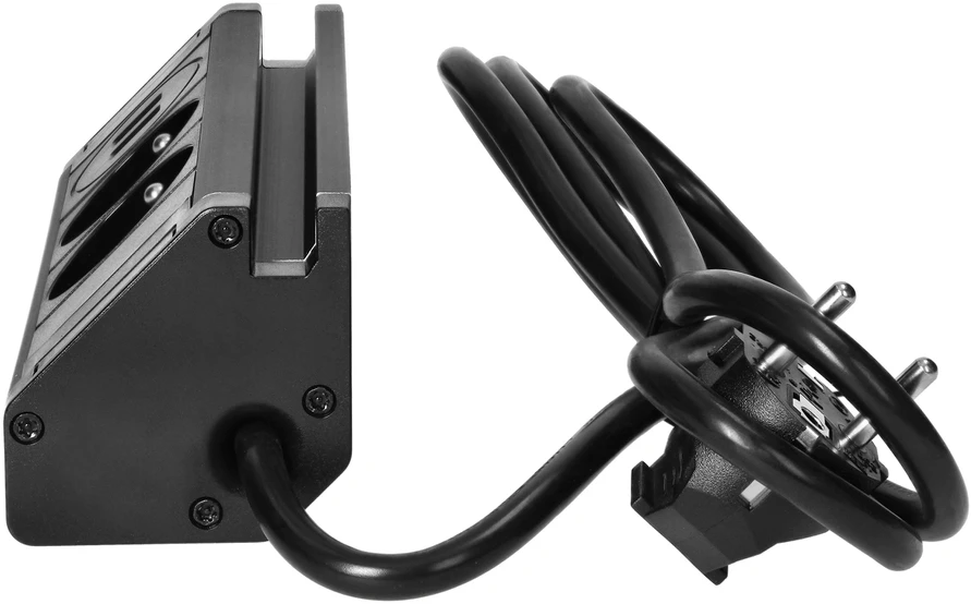 Orno Podwójne Dviguba baldų rozetė su USB įkrovikliu, telefono laikikliu ir 1,5 m laidu, 2x2P+Z, 2xUSB (A tipo, 2,4A), juoda