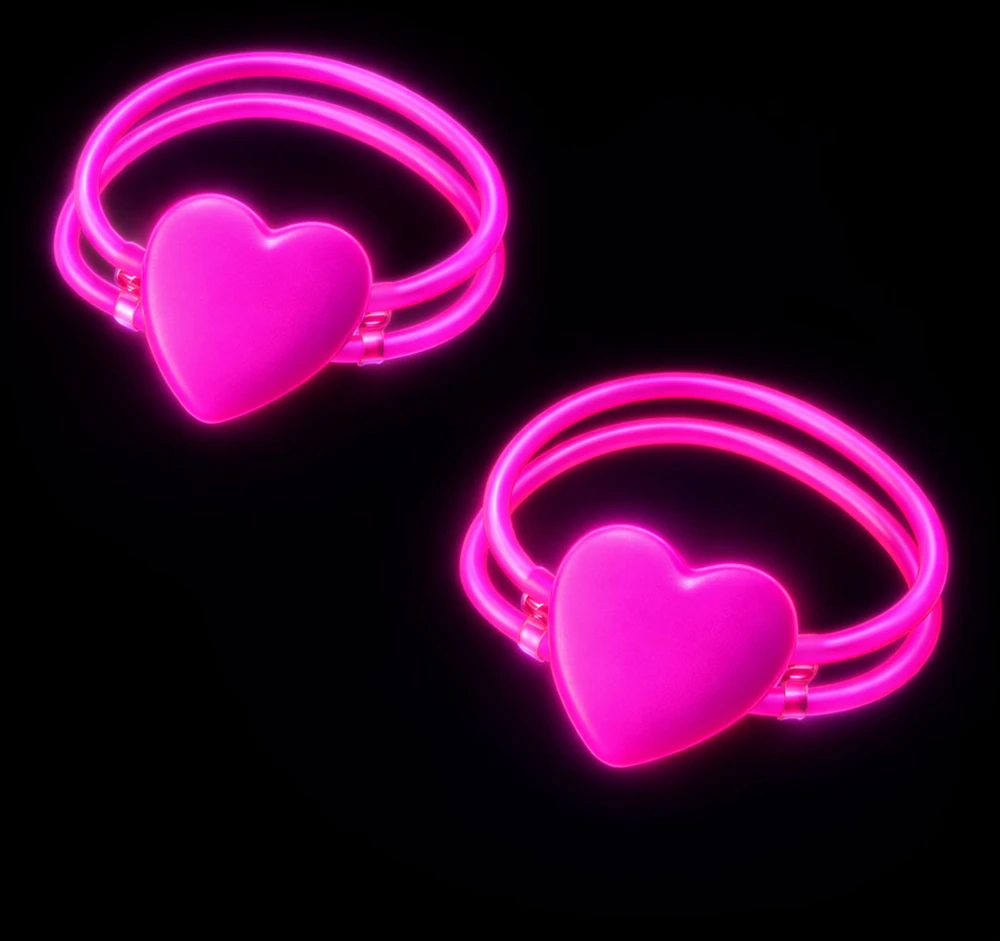 Lean Toys Podwójne Dvigubos širdelės formos apyrankės su fluorescencinėmis neoninėmis juostelėmis