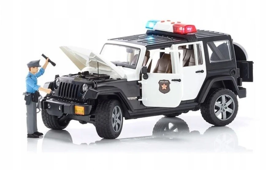 Pojazd Jeep Wrangler Rubicon policijos automobilis su figūrėle