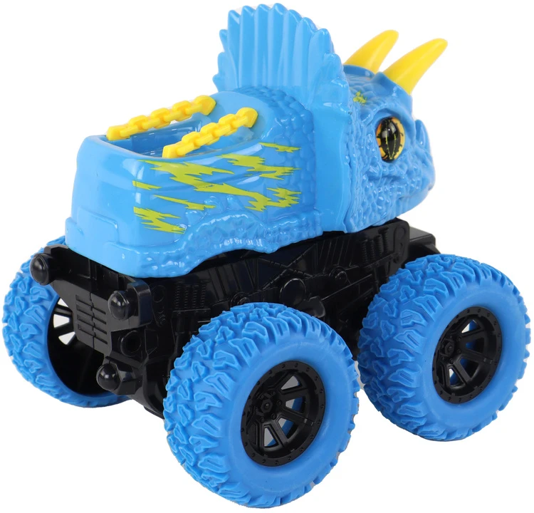 Žaislinis dinozauro automobilis Lean Toys, mėlynas/geltonas, 13x12x11,5 cm