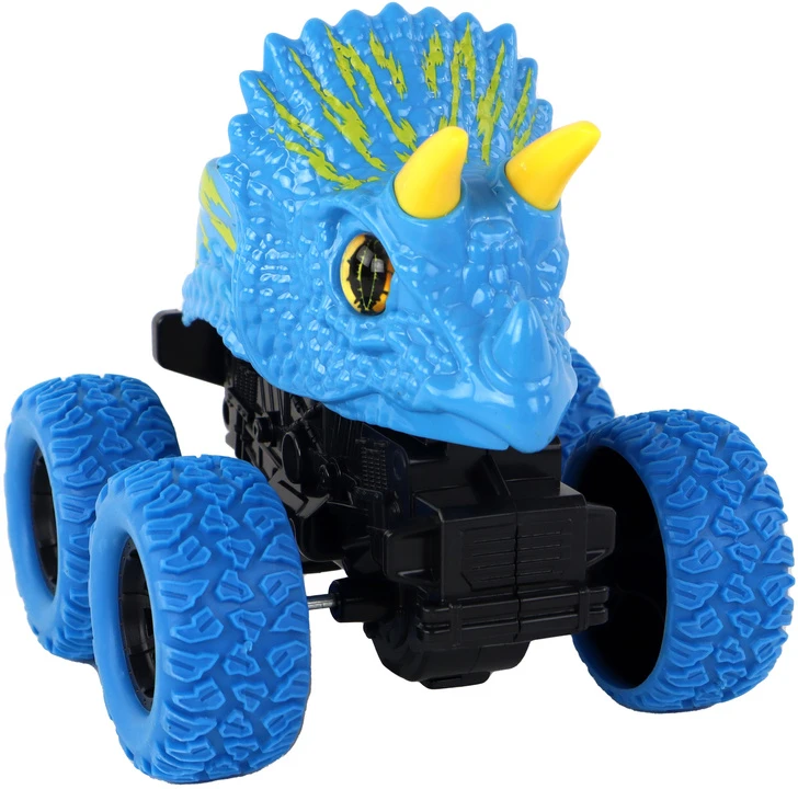 Žaislinis dinozauro automobilis Lean Toys, mėlynas/geltonas, 13x12x11,5 cm
