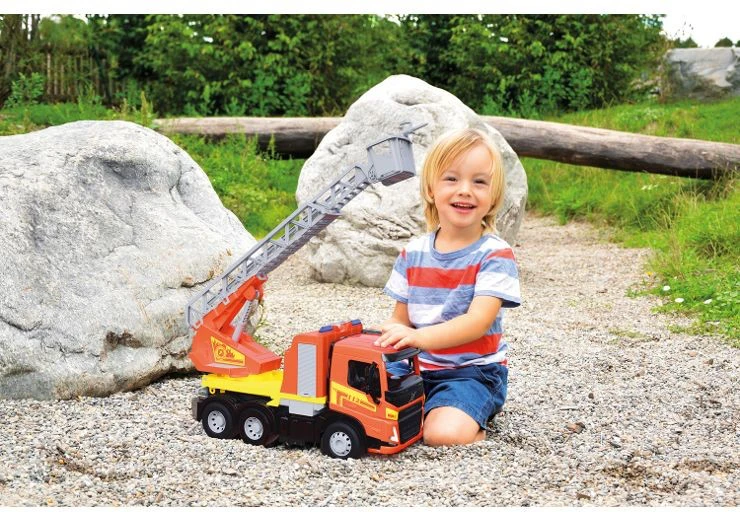 Lena Važiuoklė „Worxx“ gaisrinė mašina su kopėčiomis, „Volvo FMX“ dėžėje