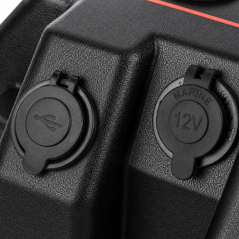 Pojemnik 12 V akumuliatorių dėžutė su voltmetru ir 2 USB jungtimis