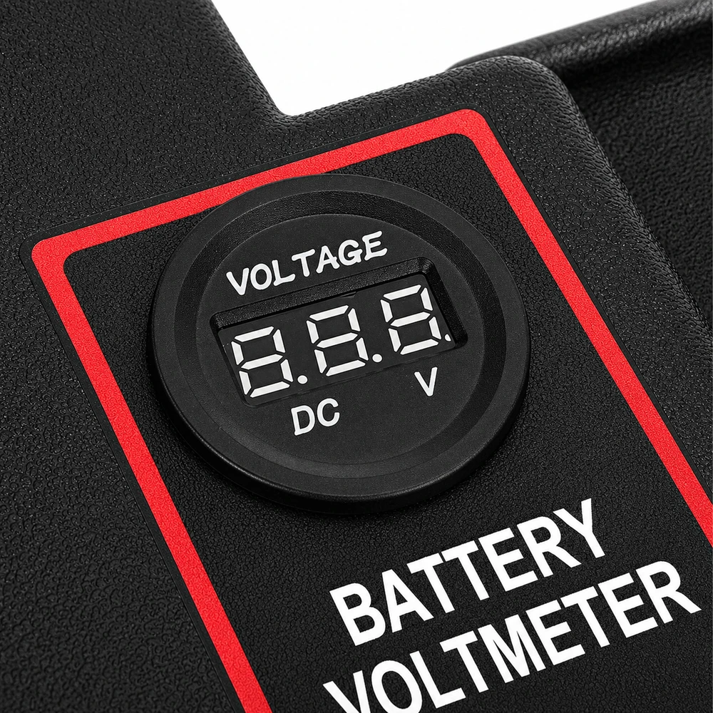 Pojemnik 12 V akumuliatorių dėžutė su voltmetru ir 2 USB jungtimis