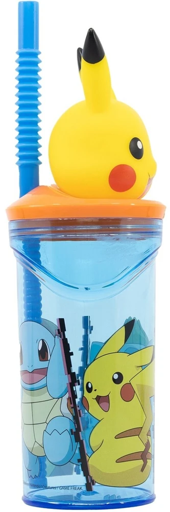 Pokemon 3d puodelis su šiaudeliu, 360 ml.