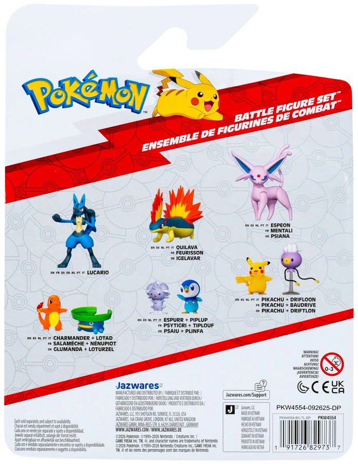 Pokémon – kovos figūrėlių rinkinys 3 vnt. Poochyena, Totodile Kabu (PKW4554)