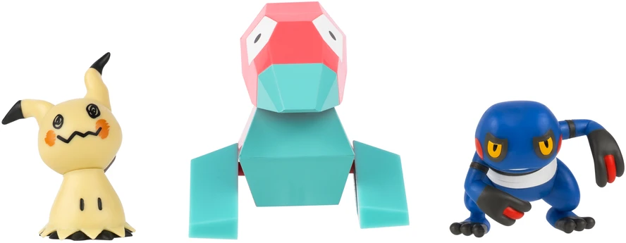 Pokémon - kovos figūrėlių 3 vnt. pakuotė - Mimikyu, Porygon ir Croagunk (PKW4091)