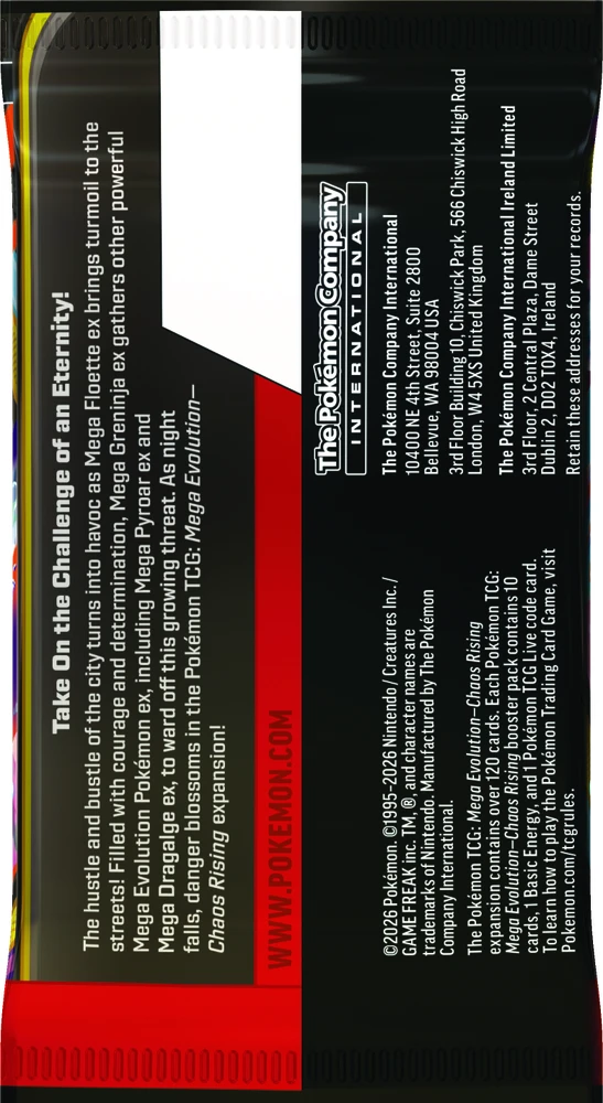 Prekybos Kortelių Booster Box - Pokémon TCG Mega Evolution Chaos Rising Booster Box 36 Pakuočių, 360 Kortelių, Daugiaspalvis